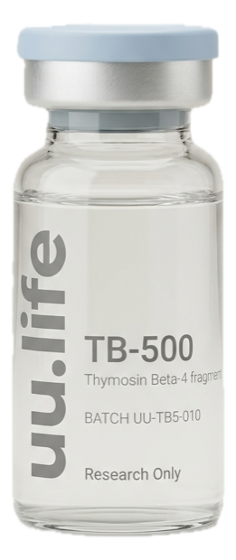 uu.life research vial with printed labeling on clear glass